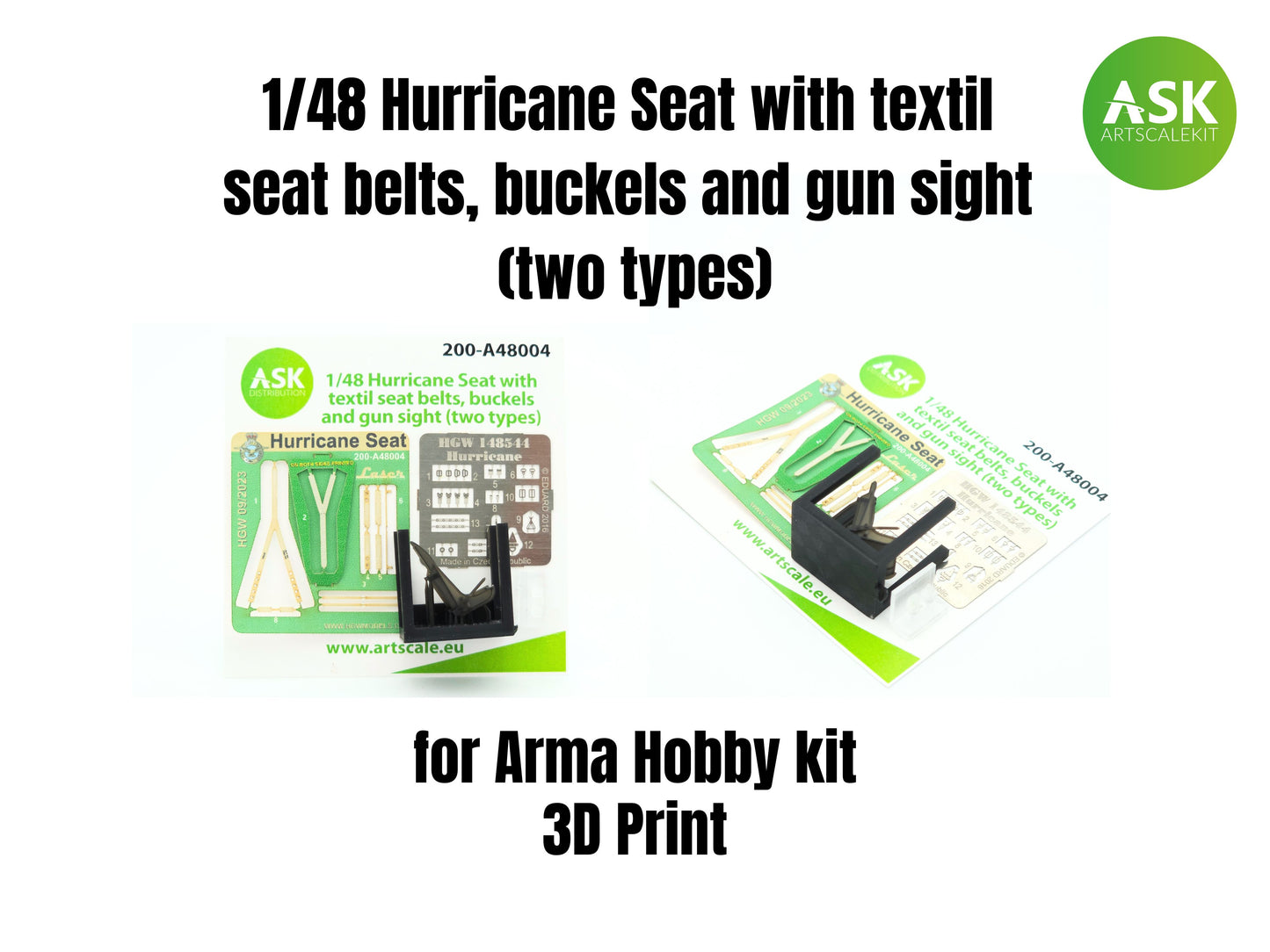 Art Scale 200-A48004 1:48 Hawker Hurricane Mk.IIc Seat with textile seat belts