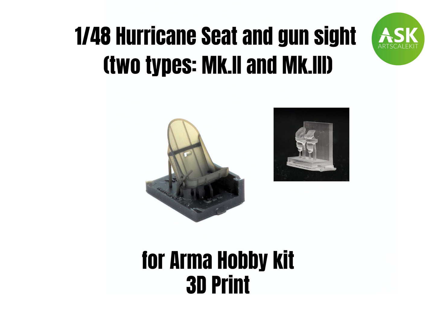 Art Scale 200-A48005 1:48 Hawker Hurricane Mk.II Seat and gun sight