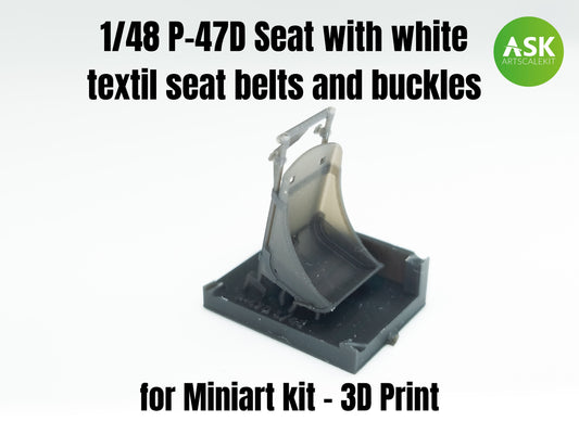 Art Scale 200-A48007 1:48 P-47D-25RE Thunderbolt Seat with printed and laser cut white seatbelts