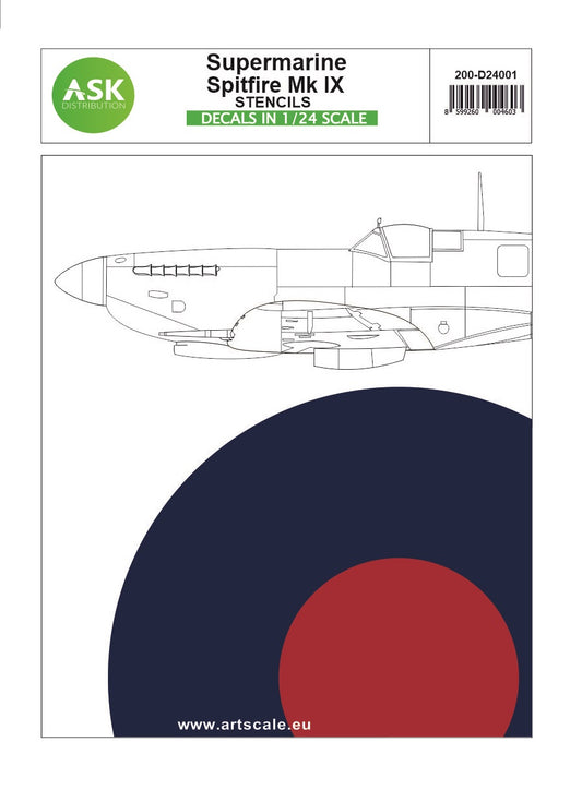 Art Scale 200-D24001 1:24 Supermarine Spitfire Mk.IXc - stencils