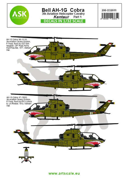 Art Scale 200-D32011 1:32 Bell AH-1G Cobra 3th Aviation helicopter cavalry Kentaur - part 1