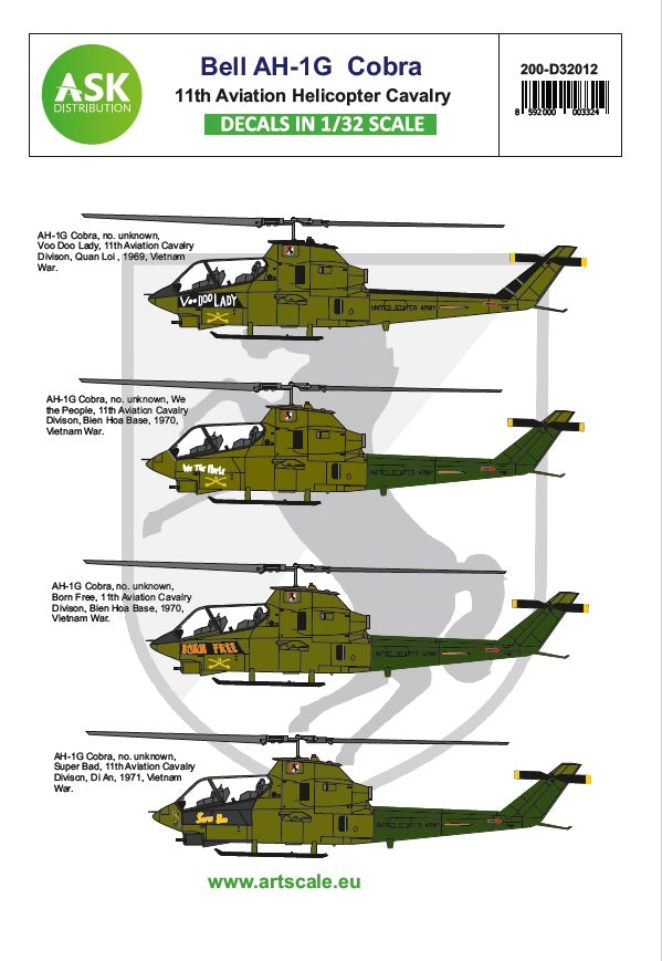Art Scale 200-D32012 1:32 Bell AH-1G Cobra 11th Aviation Helicopter Cavalry