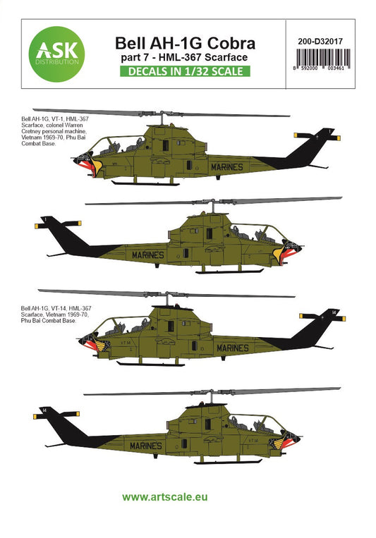Art Scale 200-D32017 1:32 Bell AH-1G Cobra part 7 - HML-367 Scarface