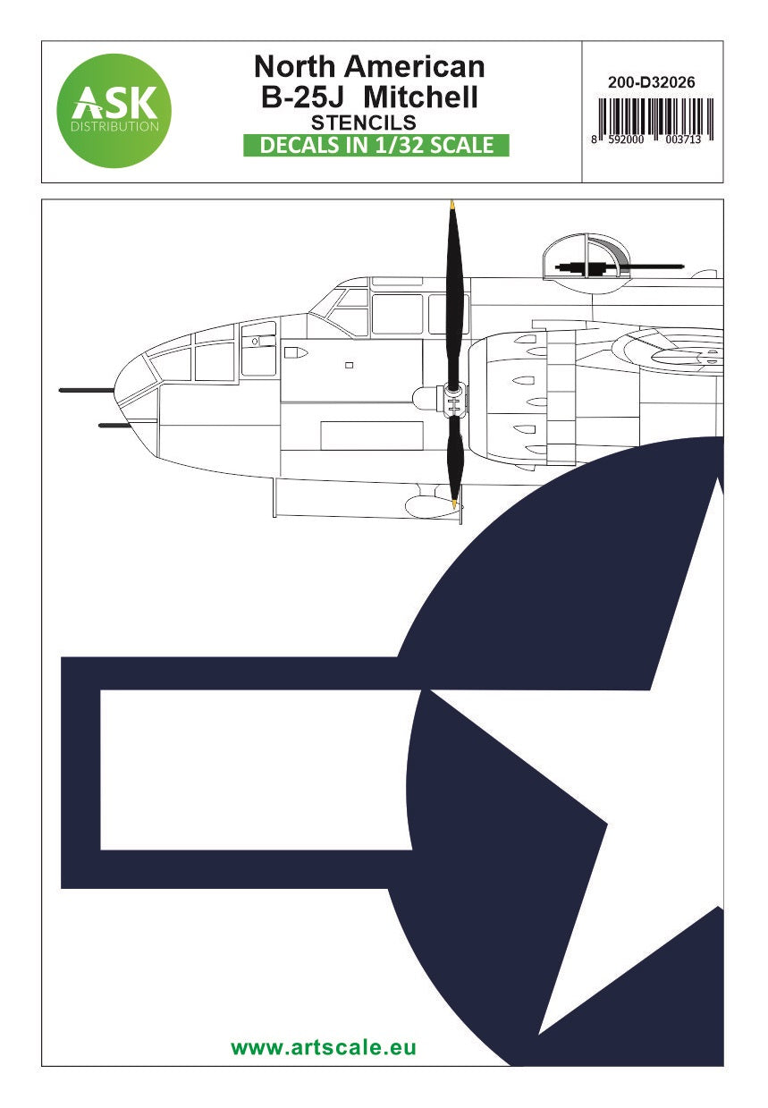 Art Scale 200-D32026 1:32 North-American B-25J Mitchell - stencils