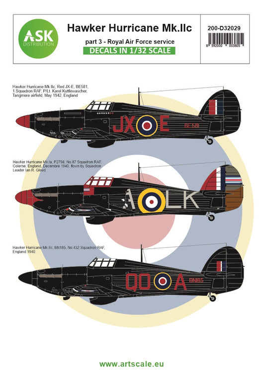 Art Scale 200-D32029 1:32 Hawker Hurricane Mk.IA / Mk.IIC part 3 - Royal Air Force service