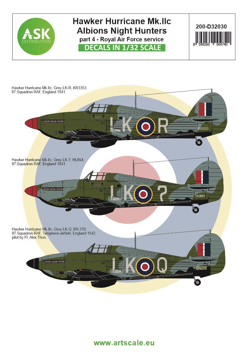 Art Scale 200-D32030 1:32 Hawker Hurricane Mk.IIC part 4 - Albions Night Hunters RAF