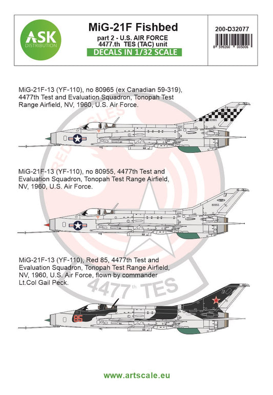 Art Scale 200-D32077 1:32 Mikoyan MiG-21F-13 Fishbed part 2 - US Air Force TES (TAC) unit