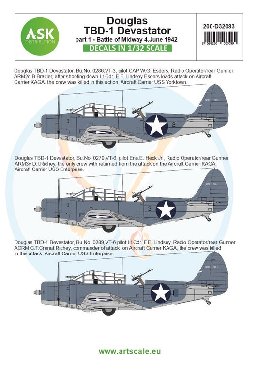 Art Scale 200-D32083 1:32 Douglas TBD-1 Devastator part 1 - Battle of Midway