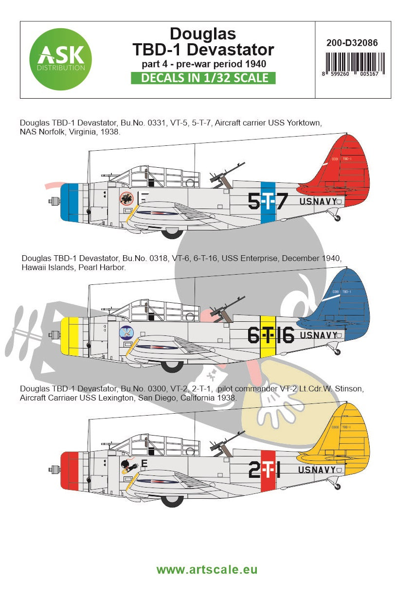 Art Scale 200-D32086 1:32 Douglas TBD-1 Devastator part 4 - pre-war period 1940