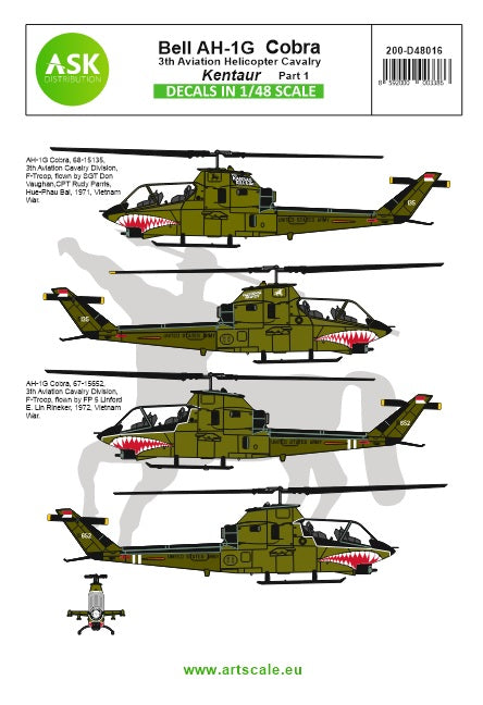 Art Scale 200-D48016 1:48 Bell AH-1G Cobra 'Kentaur' 3th Aviation helicopter cavalry part 1