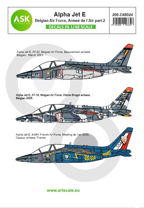 Art Scale 200-D48024 1:48 Alpha Jet E -Belgian Air Force, Armee de l Air - Part 2
