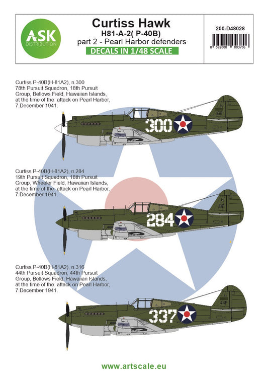 Art Scale 200-D48028 1:48 Curtiss Hawk 81-A-2 (P-40B) part 2 - Pearl Harbor defenders