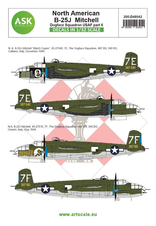 Art Scale 200-D48042 1:48 North-American B-25J Mitchell part 6 - US Dogface Squadron 'Watch Copier' & 'Willie'