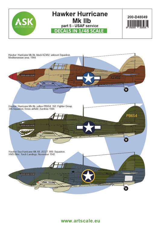 Art Scale 200-D48049 1:48 Hawker Hurricane Mk.IIB part 5 - USAAF service,