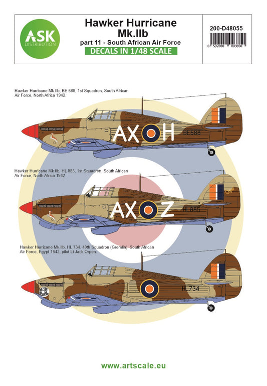 Art Scale 200-D48055 1:48 Hawker Hurricane Mk.IIB part 11 - South African Air Force