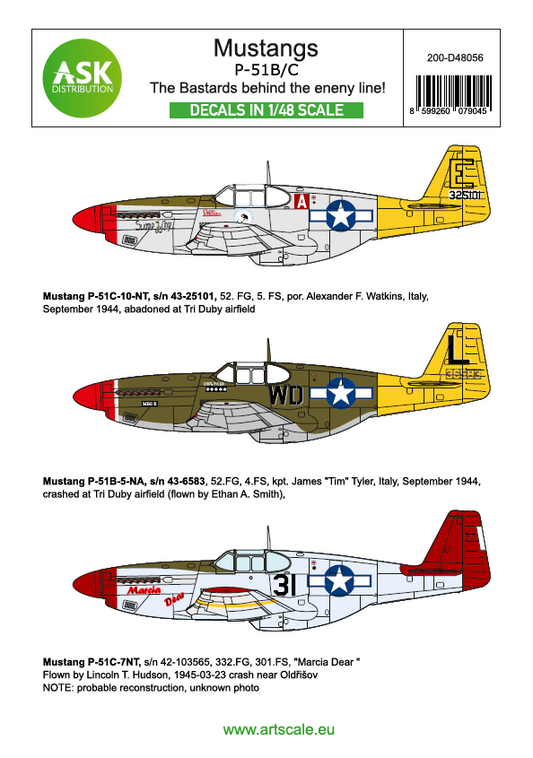 Art Scale 200-D48056 1:48 P-51B Mustang Slovak National Uprising