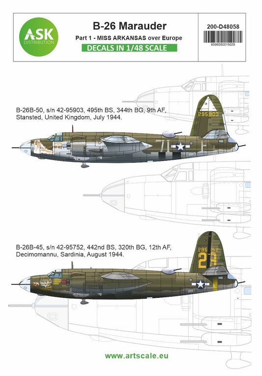 Art Scale 200-D48058 1:48 Martin B-26B Marauder part 1 B-26B Marauder part 1 - Over Europe: