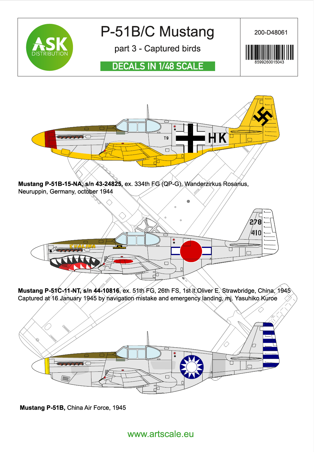 Art Scale 200-D48061 1:48 North-American P-51B/C Mustang part 3 - Captured birds.
