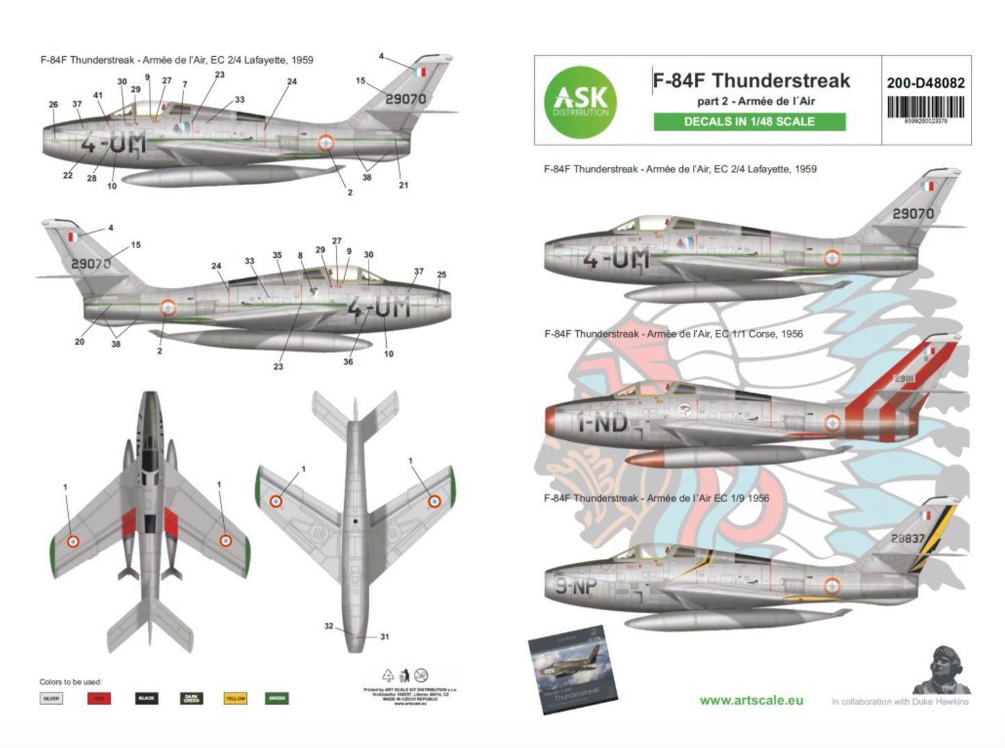 Art Scale 200-D48082 1:48 Republic F-84F Thunderstreak part 2 - Armee de l'Air / Belgian