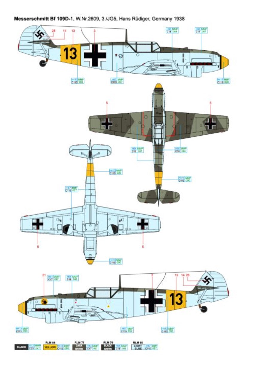 Art Scale 200-D48084 1:48 Messerschmitt Bf-109B/D - Early birds of the future Aces
