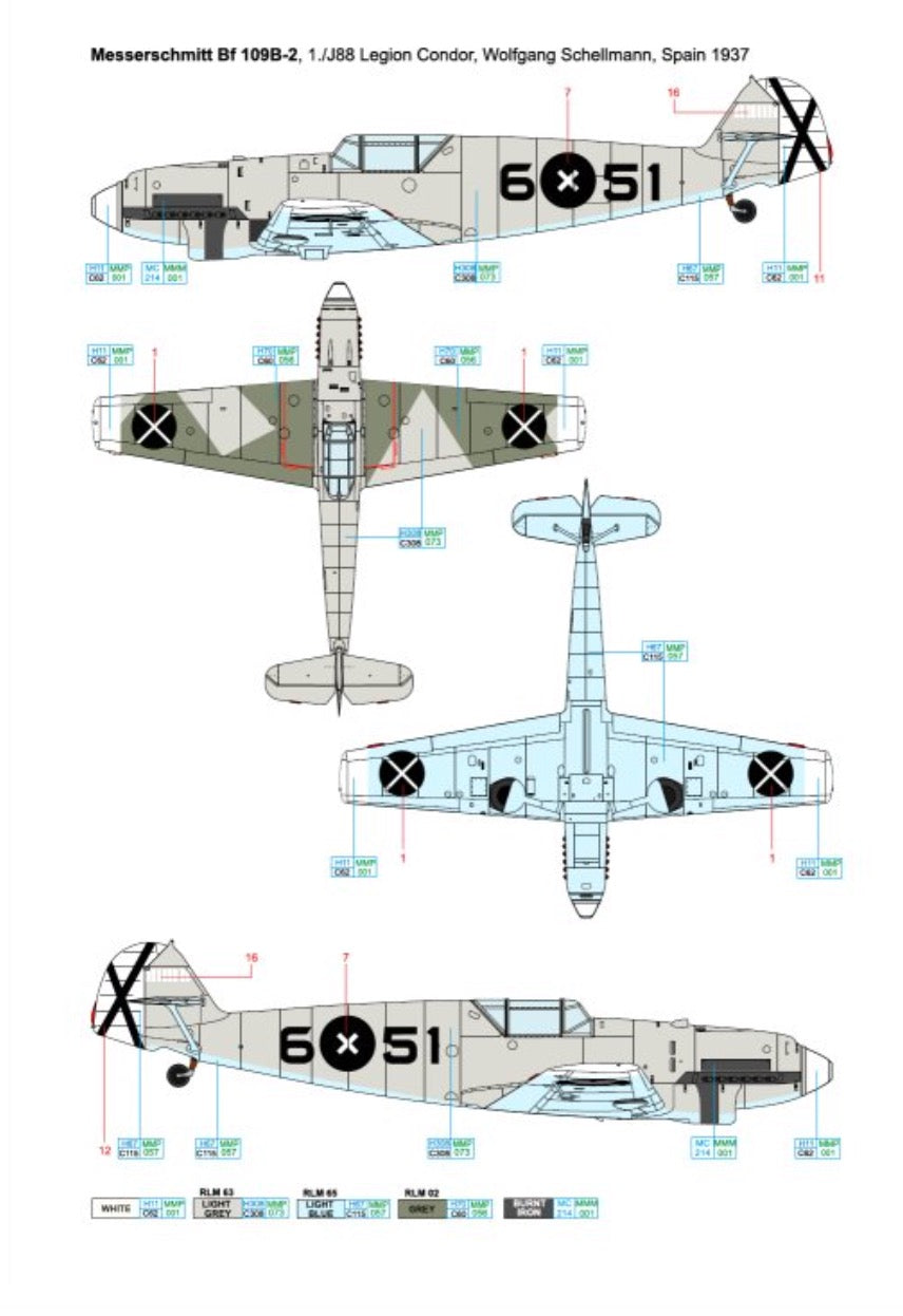 Art Scale 200-D48084 1:48 Messerschmitt Bf-109B/D - Early birds of the future Aces
