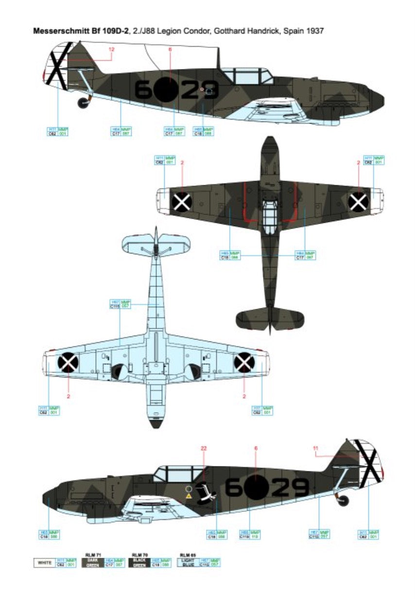 Art Scale 200-D48084 1:48 Messerschmitt Bf-109B/D - Early birds of the future Aces