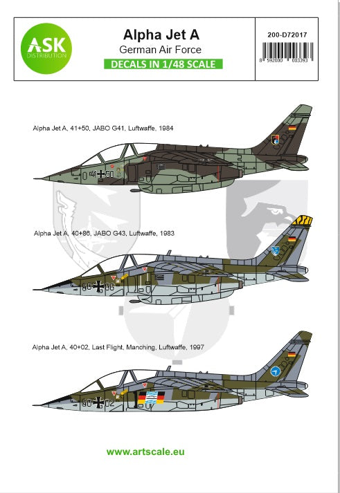 Art Scale 200-D72017 1:72 Alpha Jet A German Air Force - Bundeswehr