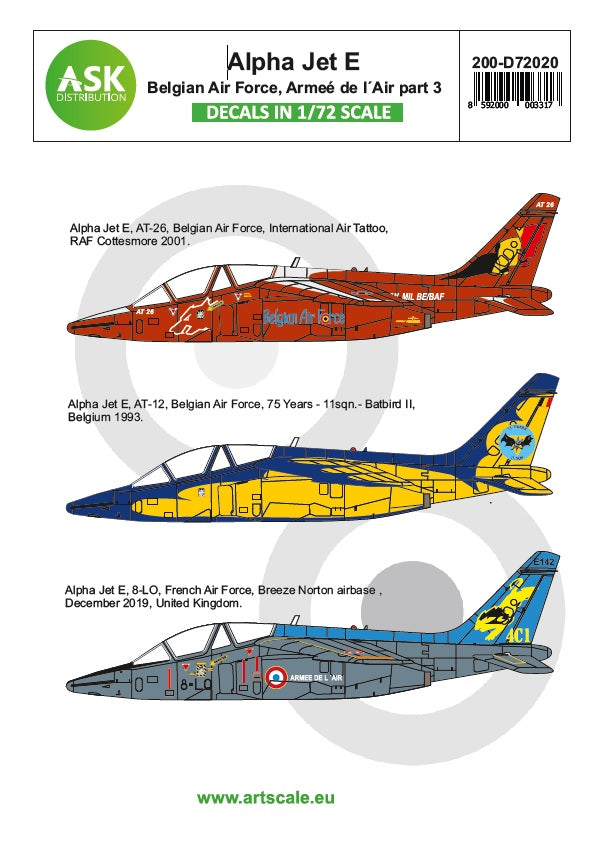Art Scale 200-D72020 1:72 Alpha Jet E Belgian Air Force and Armee de l´Air part 3