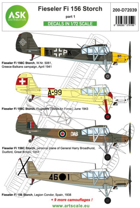 Art Scale 200-D72039 1:72 Fieseler Fi-156C Storch part 1 - Around WWII Europe and Foreign services