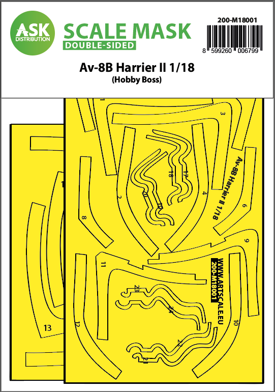 Art Scale 200-M18001 1:18 AV-8B Harrier II double-sided self-adhesive fit mask