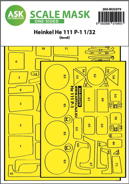 Art Scale 200-M32079 1:32 Heinkel He-111P-1 one-sided express fit mask