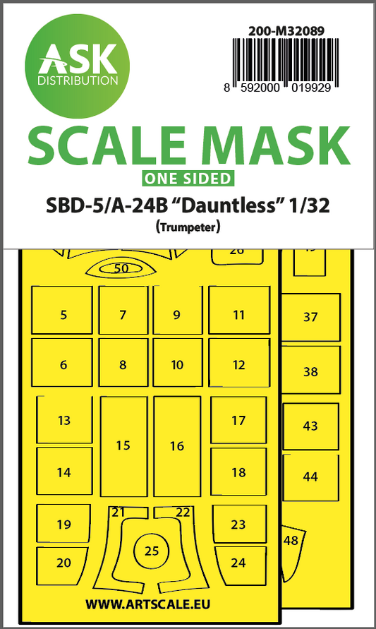 Art Scale 200-M32089 1:32 Douglas SBD-5/A-24B Dauntless canopy frame paint masks