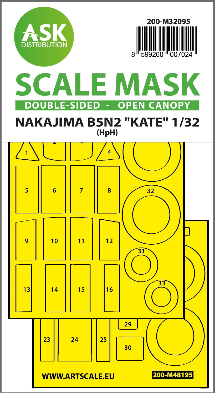 Art Scale 200-M32095 1:32 Nakajima B5N2 Kate paint mask (inside and outside)