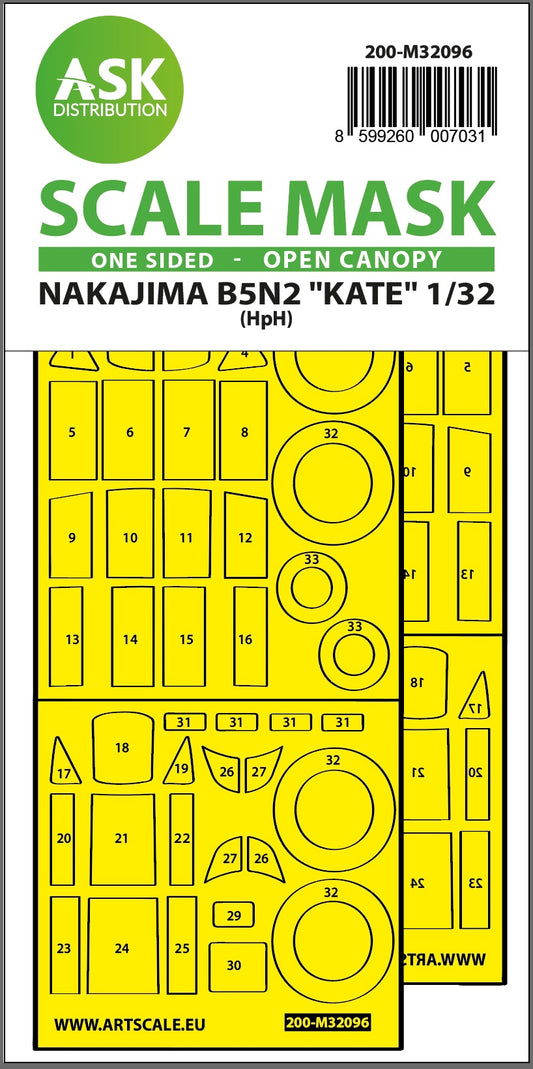 Art Scale 200-M32096 1:32 Nakajima B5N2 Kate paint masks (outside only)