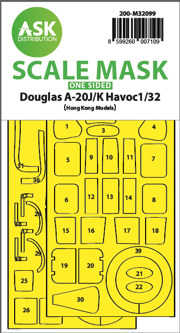 Art Scale 200-M32099 1:32 Douglas A-20J/K Havoc one-sided express mask