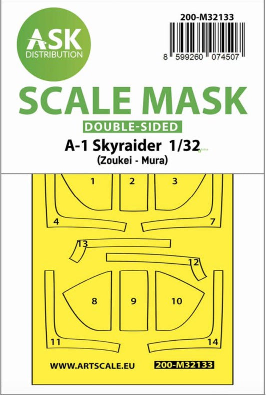 Art Scale 200-M32133 1:32 Douglas A-1 Skyraider double-sided express fit and self adhesive mask