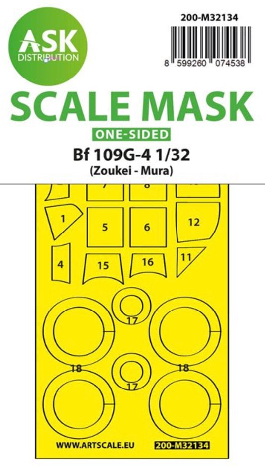 Art Scale 200-M32134 1:32 Messerschmitt Bf-109G-4 One-Sided fit Scale Mask