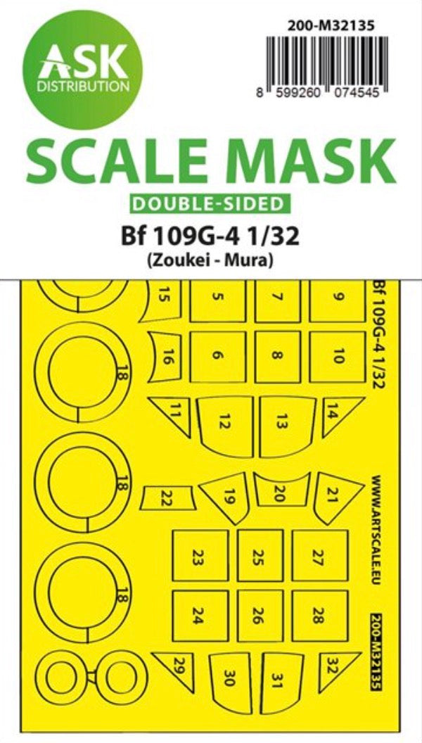 Art Scale 200-M32135 1:32 Messerschmitt Bf-109G-4 Double Sided Scale Mask