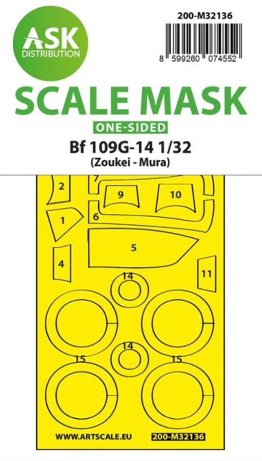 Art Scale 200-M32136 1:32 Messerschmitt Bf-109G-14 One Sided Scale Mask