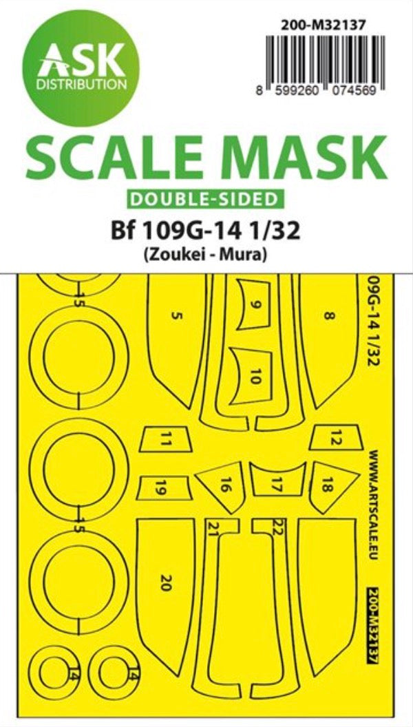 Art Scale 200-M32137 1:32 Messerschmitt Bf-109G-14 wheels and canopy frame paint masks