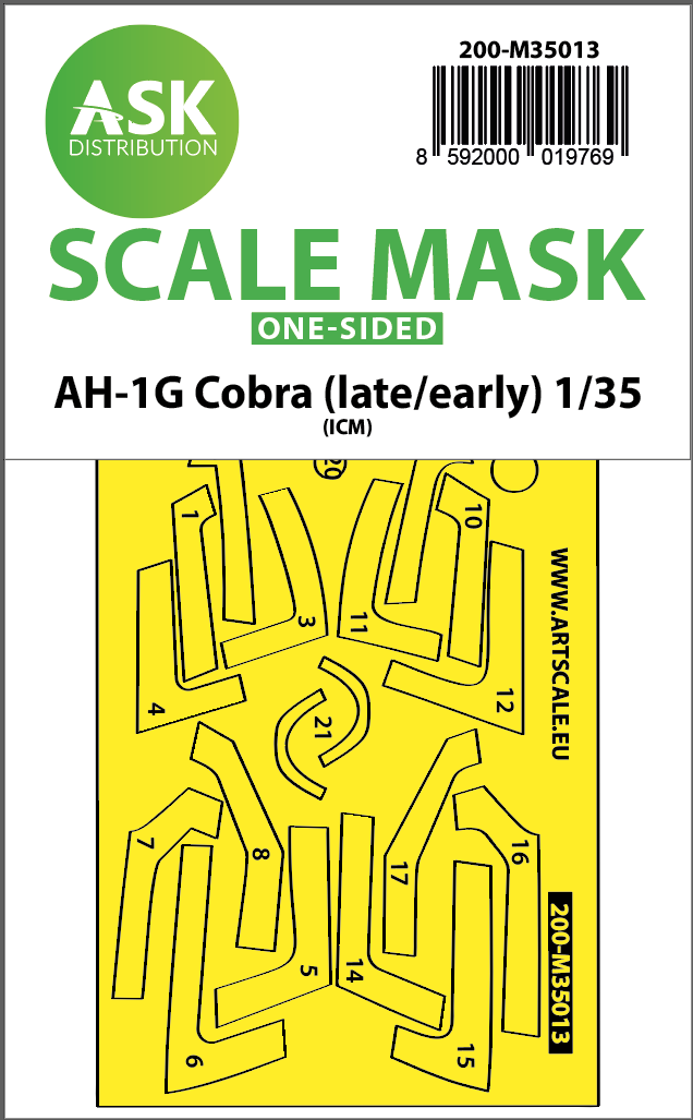 Art Scale 200-M35013 1:35 Bell AH-1G Cobra (early/late)  painting mask for ICM