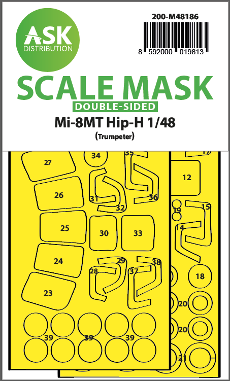 Art Scale 200-M48186 1:48 Mil Mi-8MT wheels and canopy frame paint mask