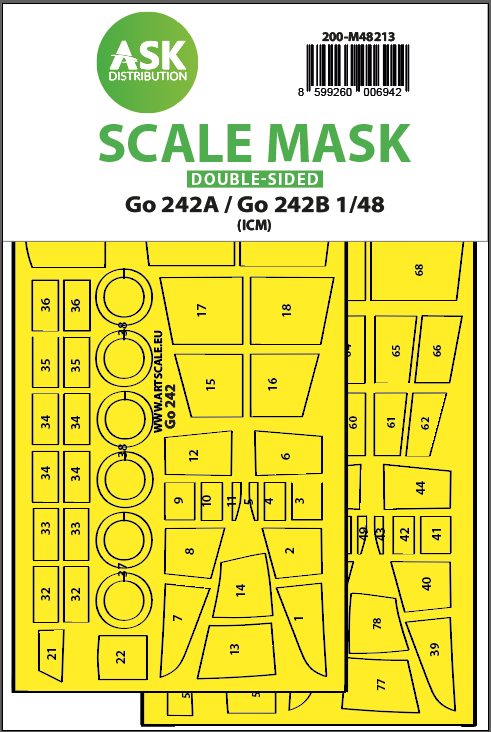 Art Scale 200-M48213 1:48 Gotha Go-242A / Go-242B wheels and canopy paint mask