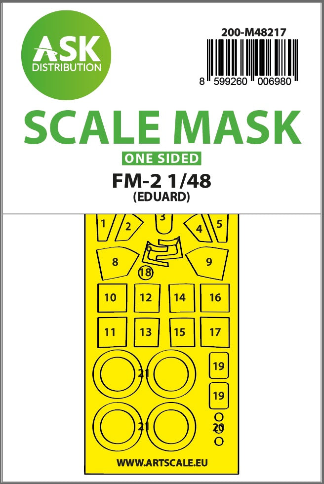 Art Scale 200-M48217 1:48 Grumman FM-2 Wildcat wheels and canopy paint mask