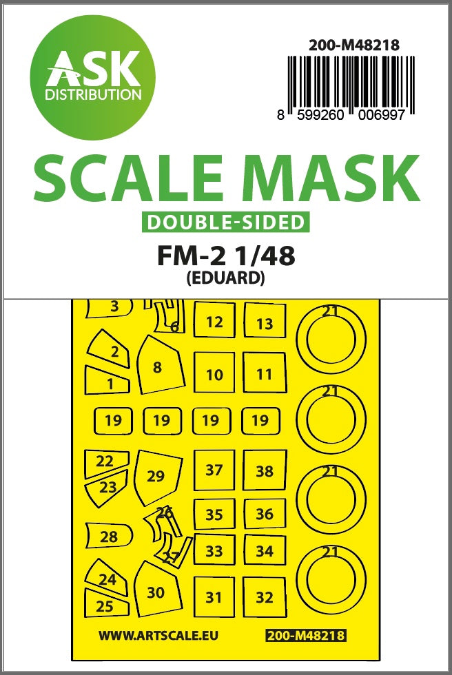 Art Scale 200-M48218 1:48 Grumman FM-2 Wildcat wheels and canopy paint mask