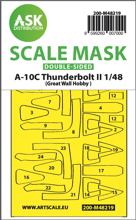 Art Scale 200-M48219 1:48 Fairchild A-10C Thunderbolt II canopy paint mask