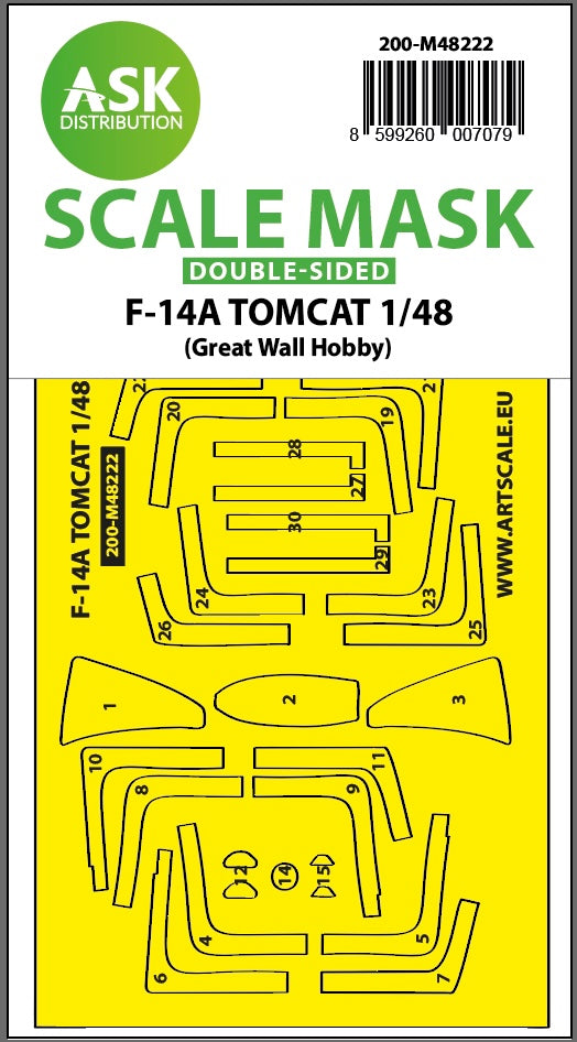 Art Scale 200-M48222 1:48 Grumman F-14A Tomcat canopy  paint mask