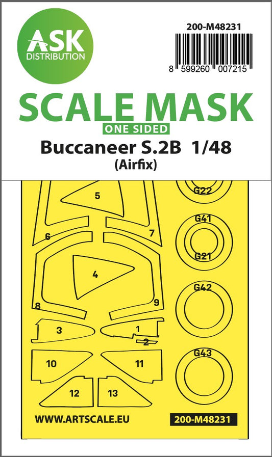 Art Scale 200-M48231 1:48 Blackburn Buccaneer S.2B wheels and canopy paint mask