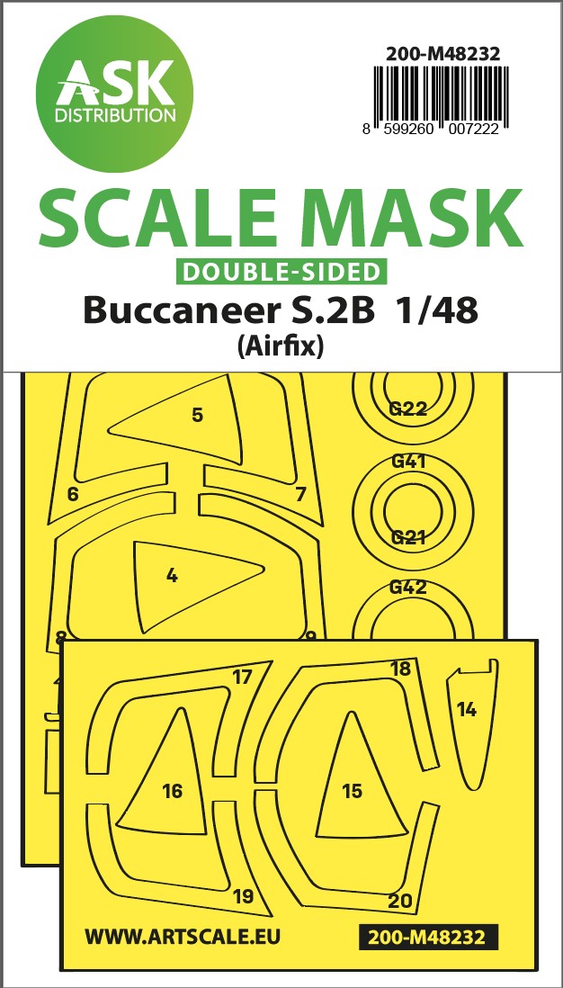 Art Scale 200-M48232 1:48 Blackburn Buccaneer S.2B wheels and canopy paint mask