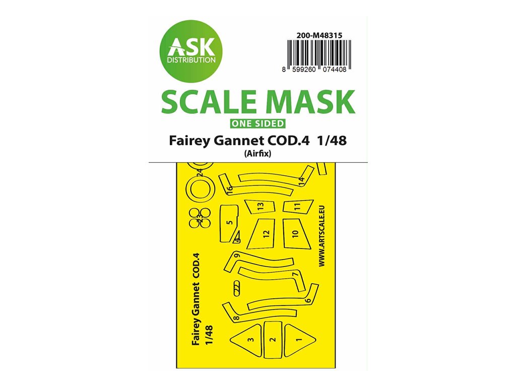 Art Scale 200-M48315 1:48 Fairey Gannet COD.4 wheels and canopy frame paint mask